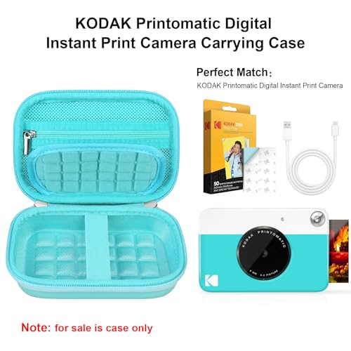 Elonbo Camera Carrying Case for KODAK Printomatic Digital Instant Print Camera, Portable Bluetooth Photo Printer Storage Holder Bag, ​Mesh Bag Fits Zink Photo Paper,MicroSD Card,USB Cable,Green+Green - Image 2
