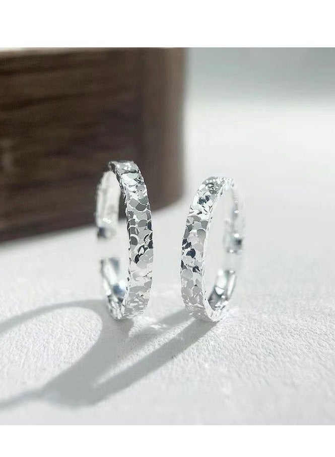 أوليس فيرس  S999 مجموعة خواتم ثنائية مطلية بالفضة ومغلقة بسماكة متغيرة، متألقة مثل النجوم، مناسبة للتركيب، هدية رائعة لحفلات الخطوبة وأعياد الميلاد. - Image 1