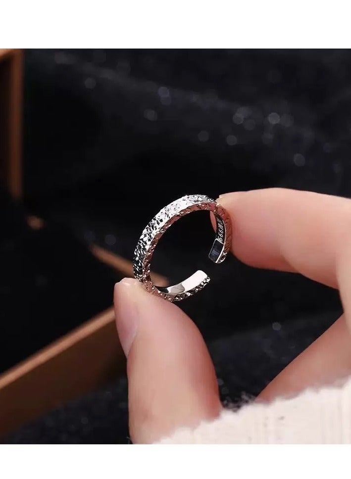 أوليس فيرس  S999 مجموعة خواتم ثنائية مطلية بالفضة ومغلقة بسماكة متغيرة، متألقة مثل النجوم، مناسبة للتركيب، هدية رائعة لحفلات الخطوبة وأعياد الميلاد. - Image 3