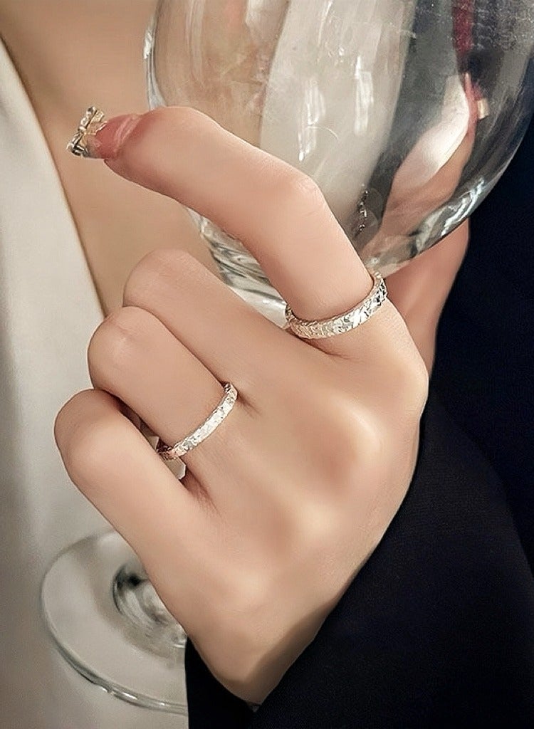 أوليس فيرس  S999 مجموعة خواتم ثنائية مطلية بالفضة ومغلقة بسماكة متغيرة، متألقة مثل النجوم، مناسبة للتركيب، هدية رائعة لحفلات الخطوبة وأعياد الميلاد. - Image 4