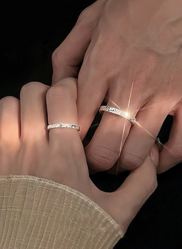 أوليس فيرس  S999 مجموعة خواتم ثنائية مطلية بالفضة ومغلقة بسماكة متغيرة، متألقة مثل النجوم، مناسبة للتركيب، هدية رائعة لحفلات الخطوبة وأعياد الميلاد. - Image 5