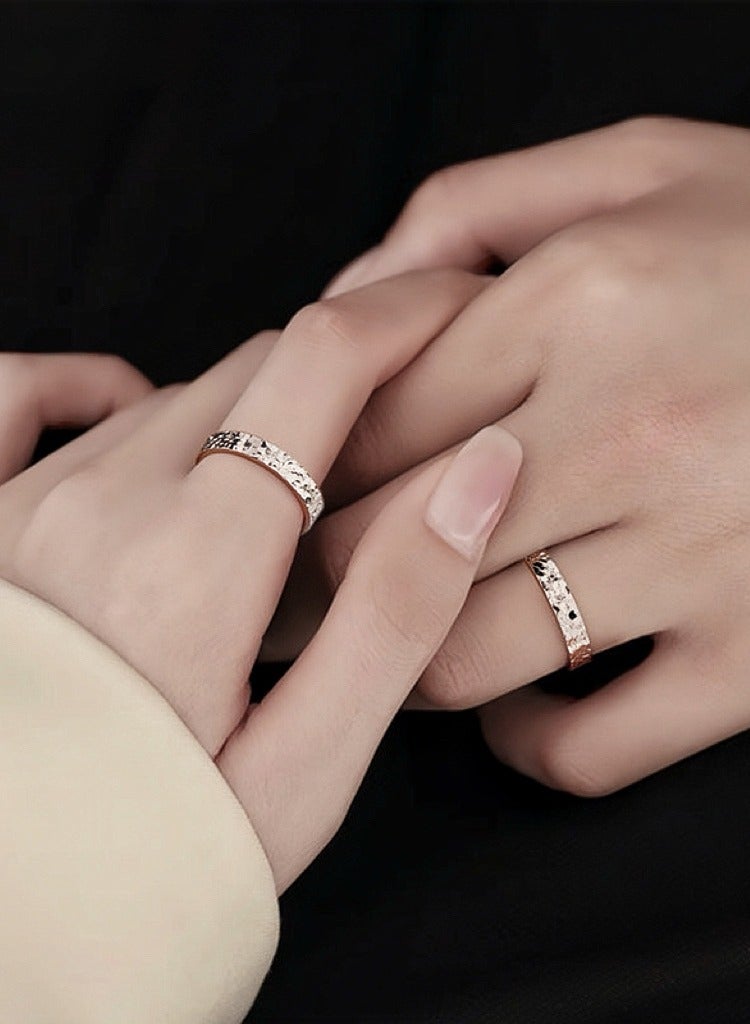 S999 مجموعة خواتم ثنائية مطلية بالفضة ومغلقة بسماكة متغيرة، متألقة مثل النجوم، مناسبة للتركيب، هدية رائعة لحفلات الخطوبة وأعياد الميلاد.