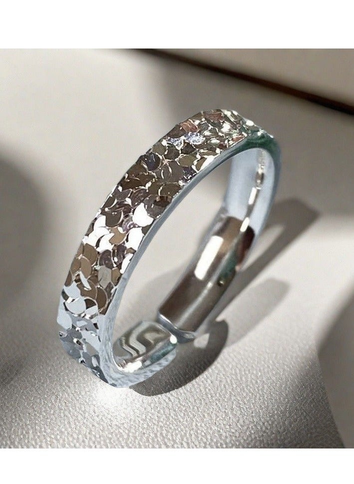 S999 مجموعة خواتم ثنائية مطلية بالفضة ومغلقة بسماكة متغيرة، متألقة مثل النجوم، مناسبة للتركيب، هدية رائعة لحفلات الخطوبة وأعياد الميلاد.