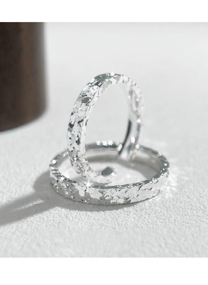 S999 مجموعة خواتم ثنائية مطلية بالفضة ومغلقة بسماكة متغيرة، متألقة مثل النجوم، مناسبة للتركيب، هدية رائعة لحفلات الخطوبة وأعياد الميلاد.