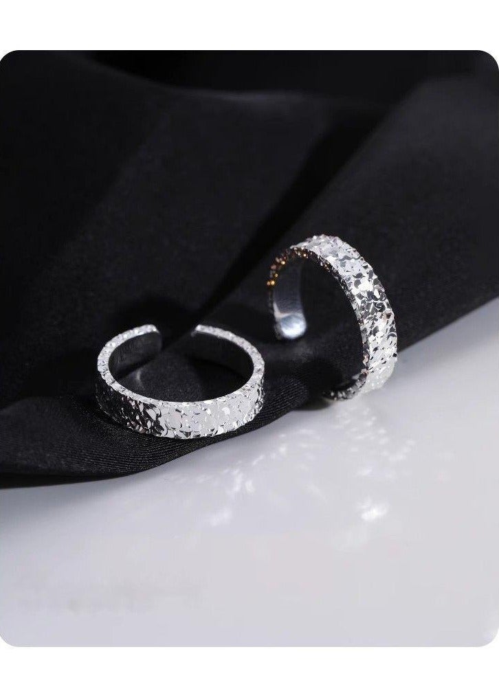 S999 مجموعة خواتم ثنائية مطلية بالفضة ومغلقة بسماكة متغيرة، متألقة مثل النجوم، مناسبة للتركيب، هدية رائعة لحفلات الخطوبة وأعياد الميلاد.