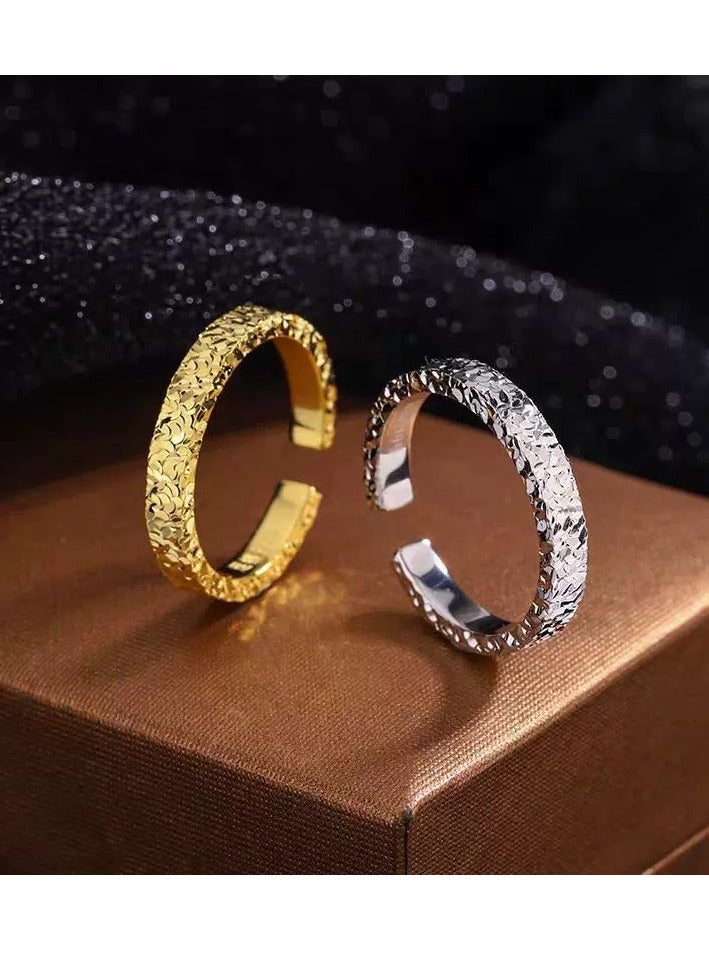 S999 مجموعة خواتم ثنائية مطلية بالفضة ومغلقة بسماكة متغيرة، متألقة مثل النجوم، مناسبة للتركيب، هدية رائعة لحفلات الخطوبة وأعياد الميلاد.