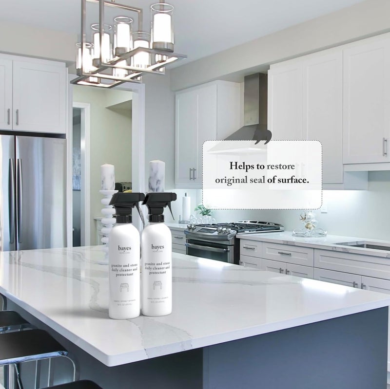 Bayes Granite and Stone Daily Cleaner and Protectant - Cleans, Shines, and Protects - For Granite, Quartz, Marble, Tile, and Natural Stone Surfaces - 16 oz - Image 4