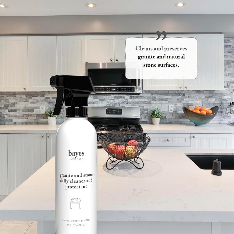 Bayes Granite and Stone Daily Cleaner and Protectant - Cleans, Shines, and Protects - For Granite, Quartz, Marble, Tile, and Natural Stone Surfaces - 16 oz - Image 2