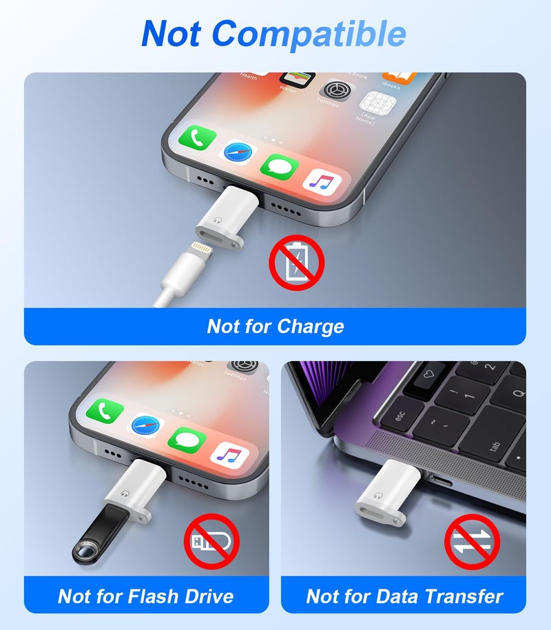 Denlane محول دينلاين لايتنينغ إلى USB C للصوت لسماعات الرأس يدعم التحكم في الخط، 2 حزمة محول USB-C ذكر إلى لايتنينغ أنثى لسماعات الأذن، غير مخصص للشحن/نقل البيانات، USB-C لهواتف آبل آيفون 17 16 15/آيباد - Image 3