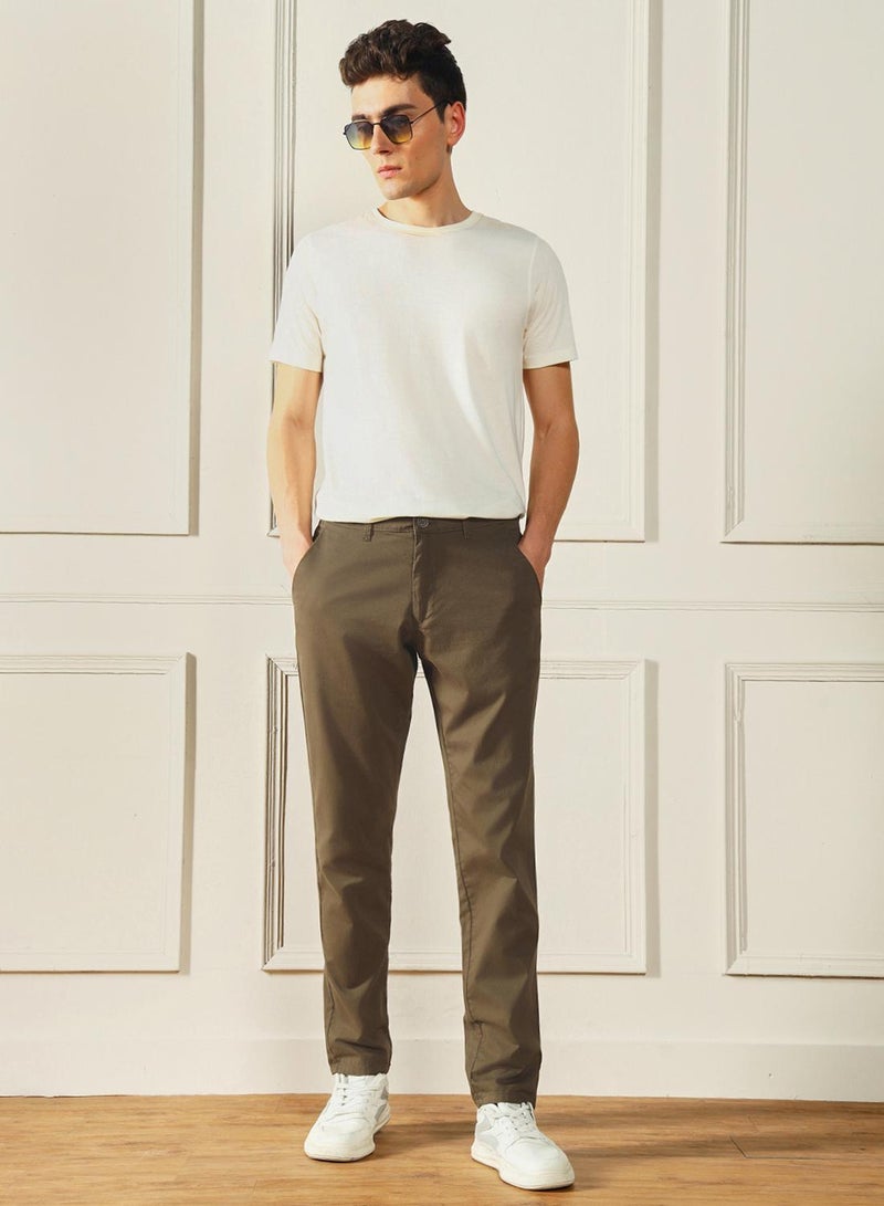 Dennis Lingo Forest Green Chinos for Men - Slim Fit, Trendy, 100% Cotton  - Image 1