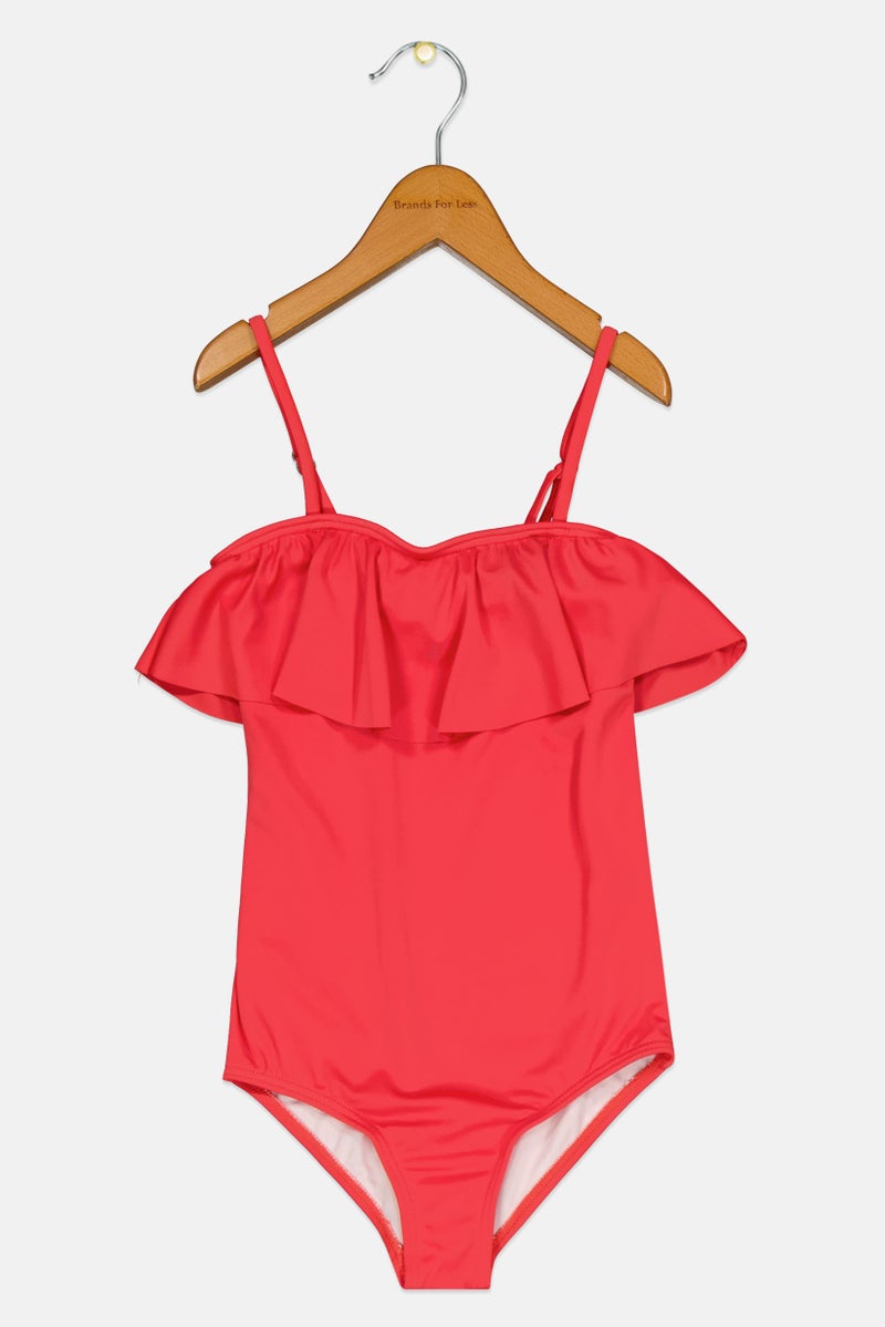 Billabong Kids Girls Plain One Piece Swimwear, Pink - Image 1