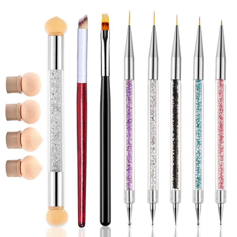 WOKOTO WOKOTO 8 Pcs Ombre Nail Brush Nail Art Brushes Set With 4 Nail Sponges Tips Ombre Brush For Gel Nails Gradient Nail Brushes For Ombre Acrylic Nail Art Liner Brushes Dotting Tools With Different Size