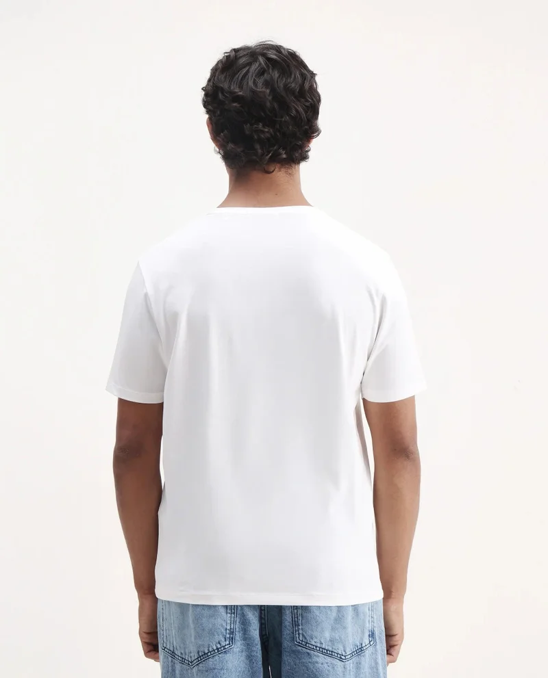 Rare Rabbit Men's Regular Fit Logo Graphic Print T-Shirt