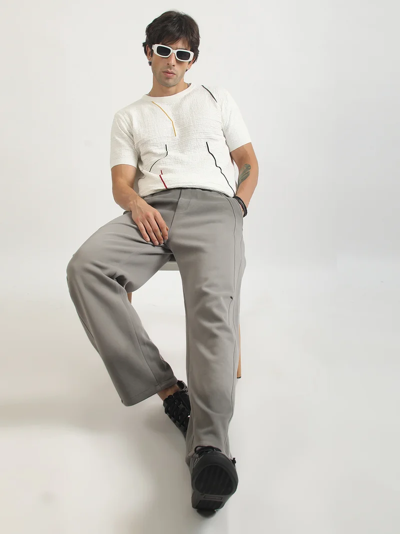 Maniac  Maniac Mens Textured Half Slevee Polo Neck White Cotton Polo T-Shirt for Men | Best Price UAE
