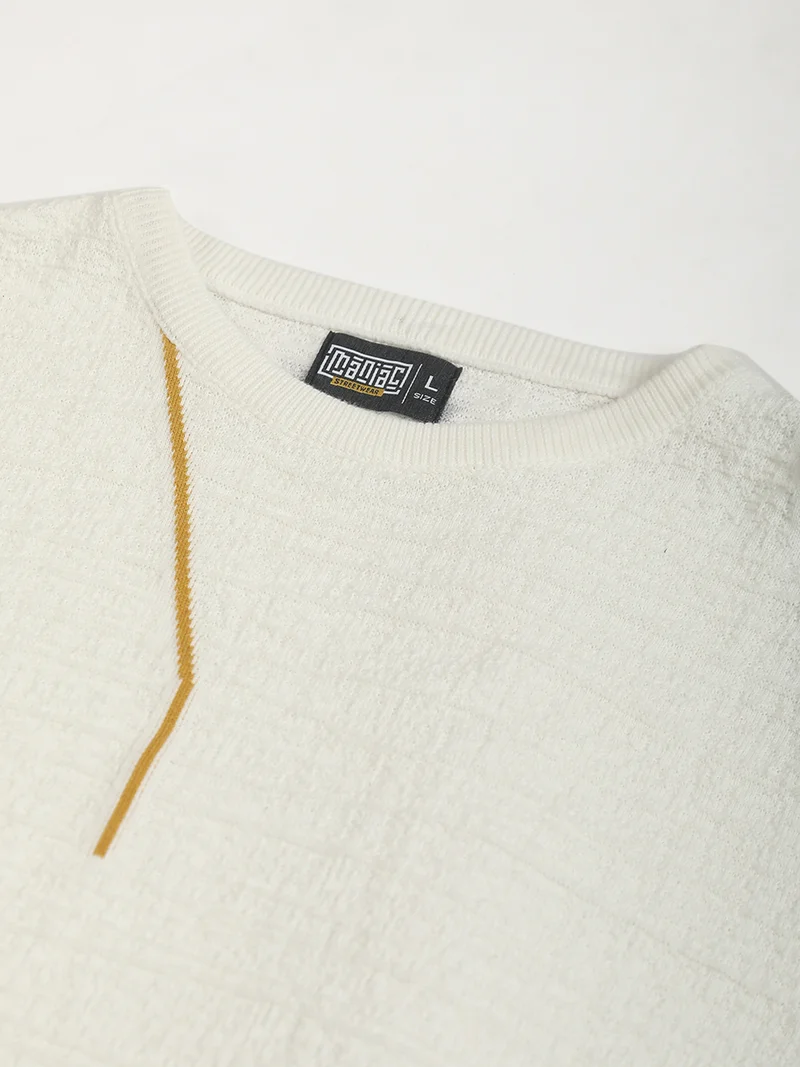 Maniac  Maniac Mens Textured Half Slevee Polo Neck White Cotton Polo T-Shirt for Men | Best Price UAE