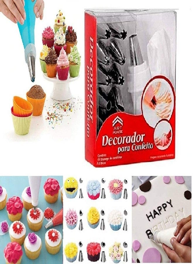 BOTIST 12 Pieces Cake Decorator Set Frosting Icing Piping Bag Tips Along Steel nozzles (Multicolor) - Image 3