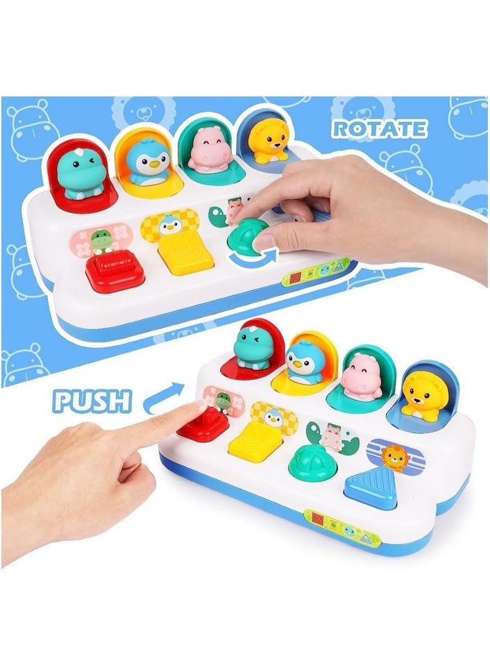 HUANGER Baby Interactive Pop Up Animals Toy, Toddlers Musical Learning Infant Sensory Pop-up Activity Toys for 6-12-18 Months & 1 Year Old Kids Boys Girls Gifts - Image 3
