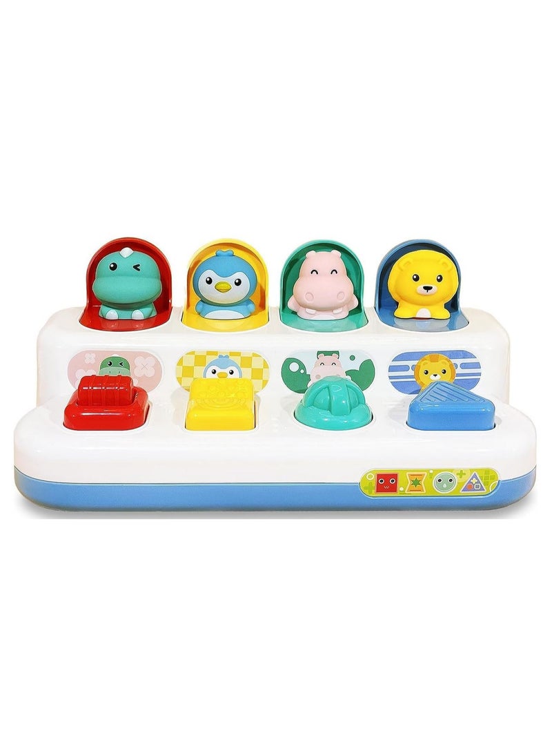 HUANGER Baby Interactive Pop Up Animals Toy, Toddlers Musical Learning Infant Sensory Pop-up Activity Toys for 6-12-18 Months & 1 Year Old Kids Boys Girls Gifts - Image 1