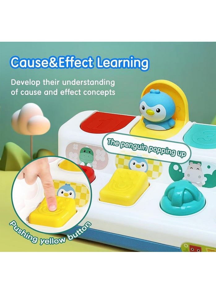 HUANGER Baby Interactive Pop Up Animals Toy, Toddlers Musical Learning Infant Sensory Pop-up Activity Toys for 6-12-18 Months & 1 Year Old Kids Boys Girls Gifts - Image 2