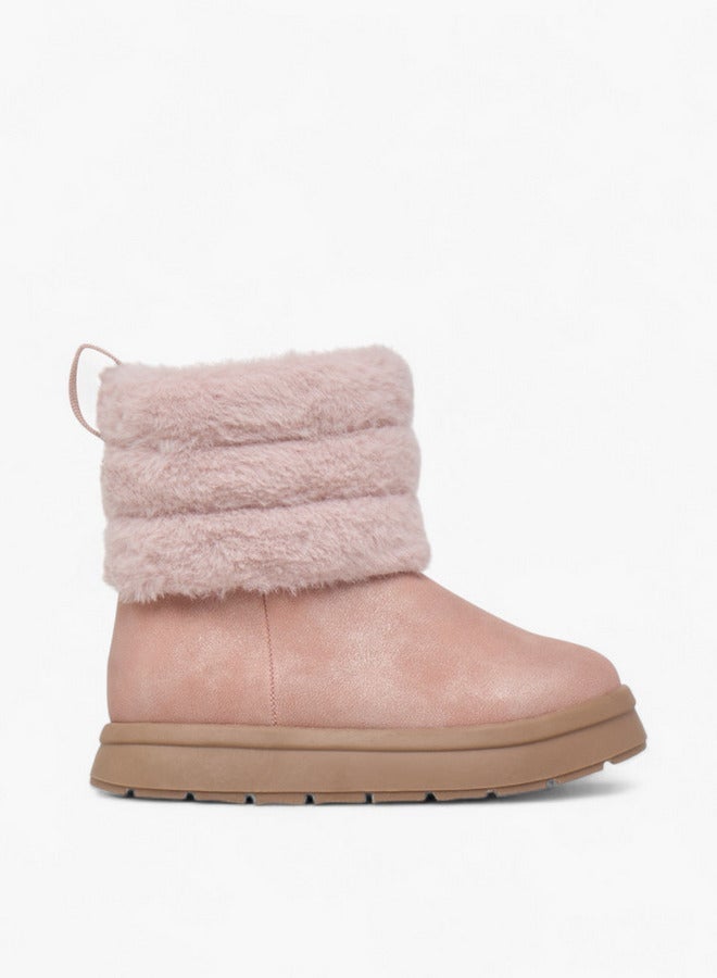 JUNIORS Faux Fur Boots with Zip Closure - Image 1