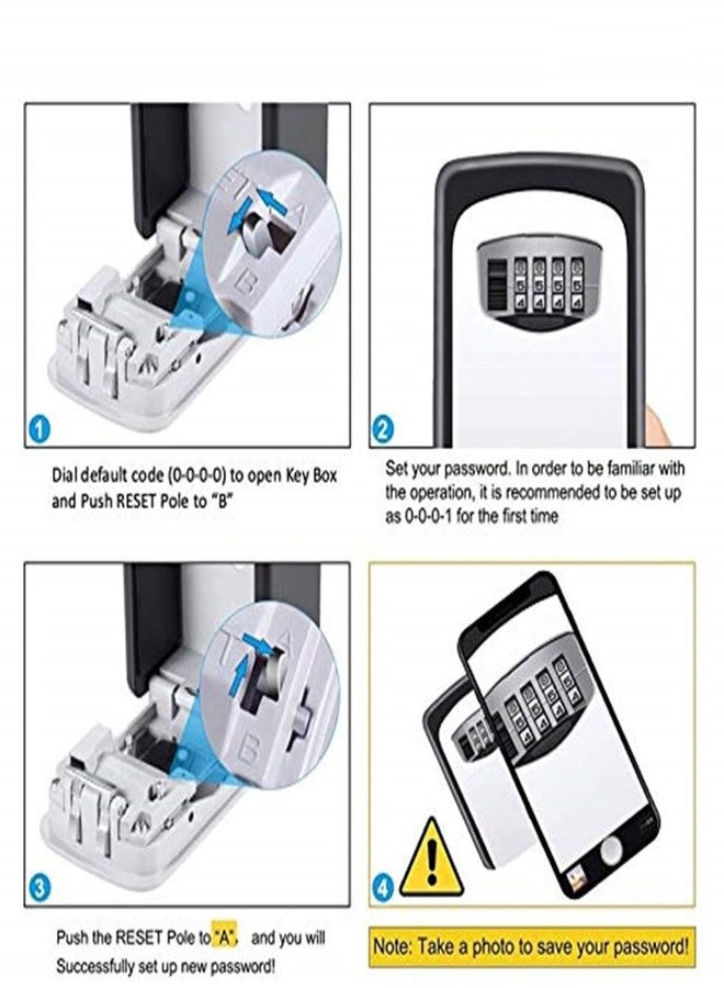 Zyomatiq Black & Silver Wall Mounted Metal Key Safe Storage Box for Keys with Combination Code Password (Pack of 1) - Image 4
