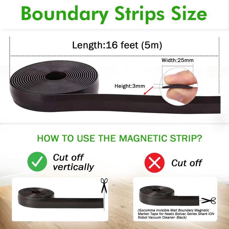 Yonice 16 Feet Boundary Strips Magnetic Tape Markers Compatible for Neato Shark ION Robot Vacuum Cleaner,Magnetic Botboundary Strips Bot Boundary - Image 3