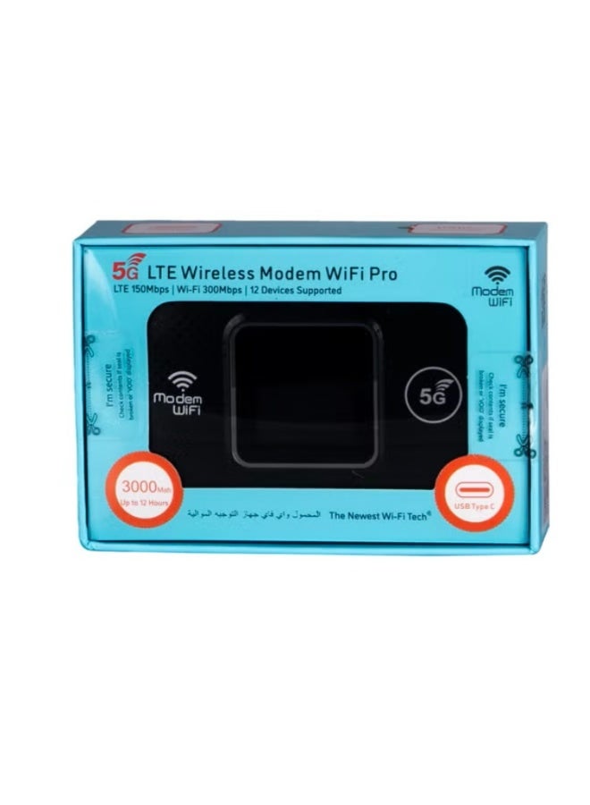 فون بلانيت مودم LTE اللاسلكي Wi-Fi Pro - Wi-Fi 300Mbps وLTE 150Mbps - يدعم 12 جهازًا - 3000 مللي أمبير في الساعة - Image 1