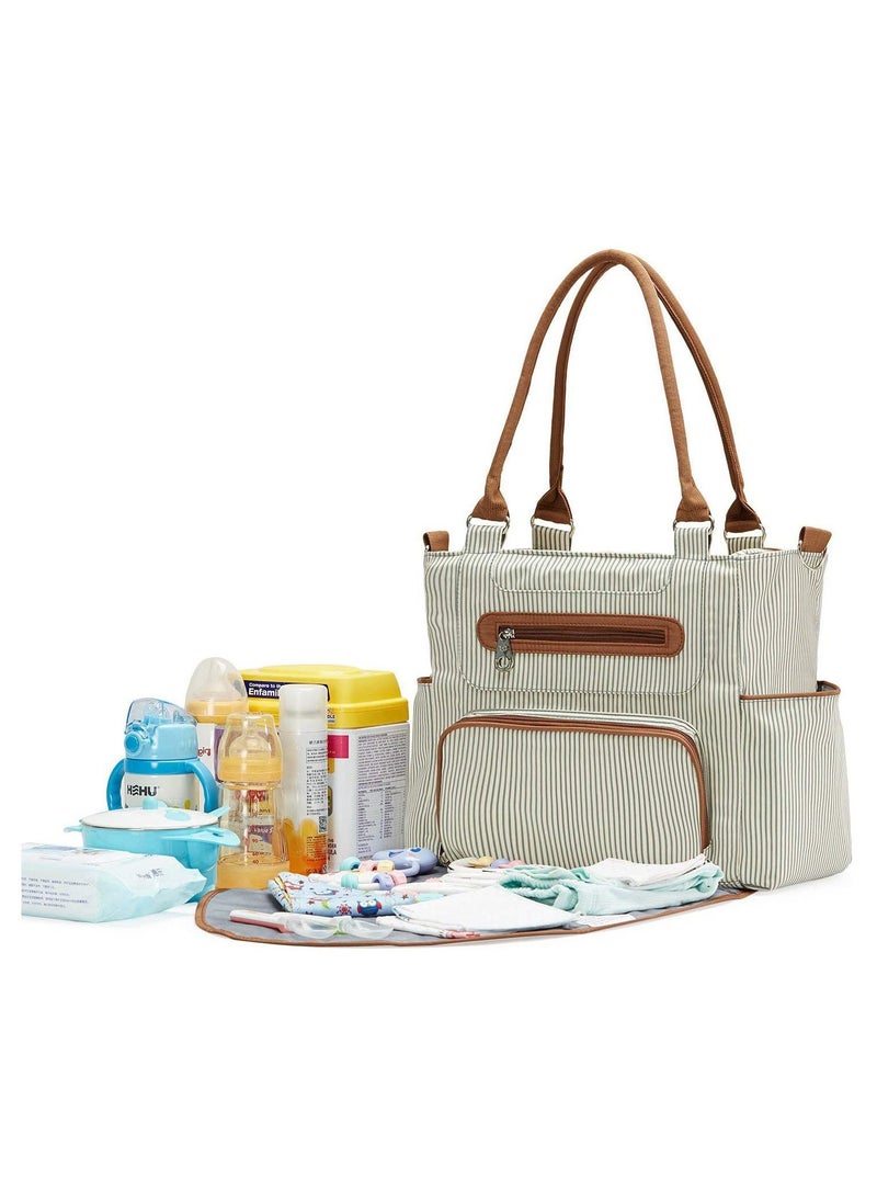 Arabest - Diaper Bag Set of 6 With Stroller Hooks And Nappy Changing Mat | Nappy Baby Bag Khaki - Image 1
