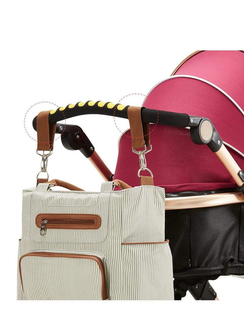 Arabest - Diaper Bag Set of 6 With Stroller Hooks And Nappy Changing Mat | Nappy Baby Bag Khaki - Image 1