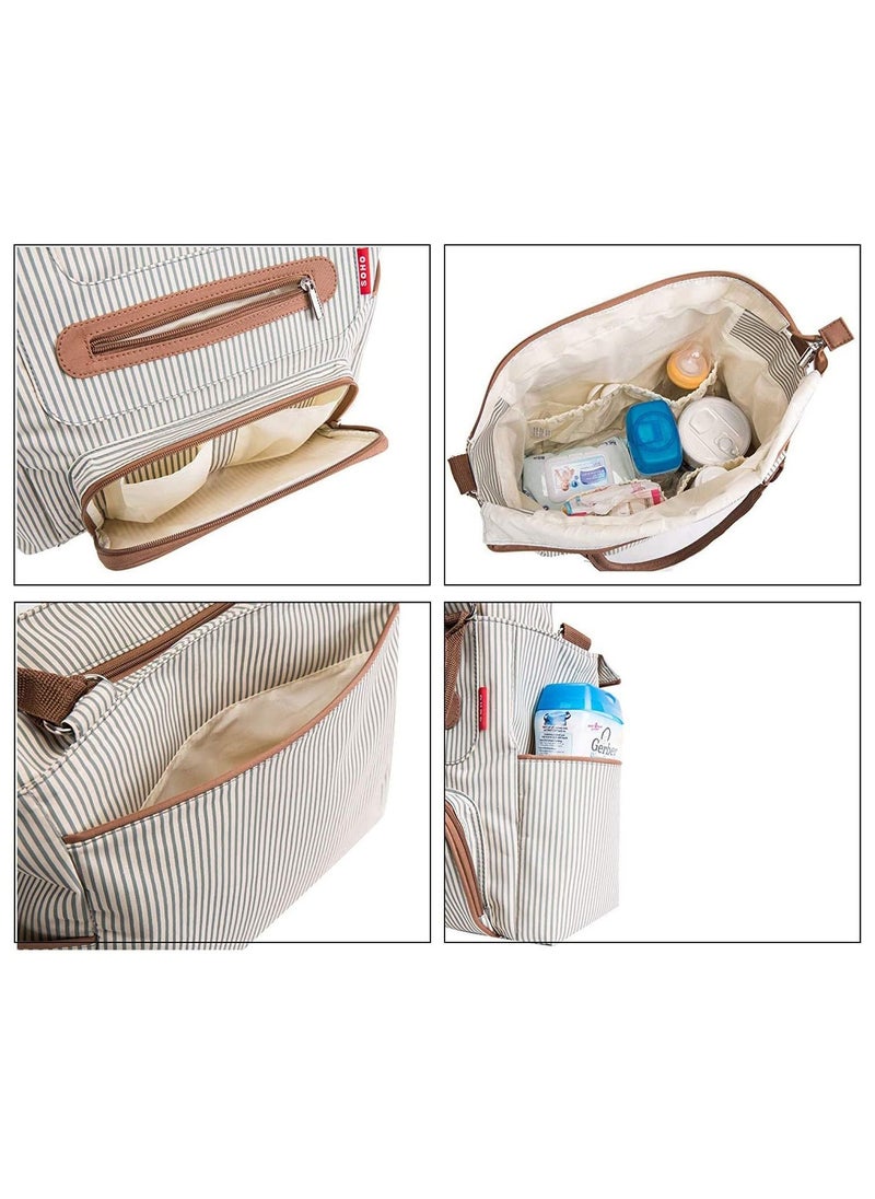 Arabest - Diaper Bag Set of 6 With Stroller Hooks And Nappy Changing Mat | Nappy Baby Bag Khaki - Image 1