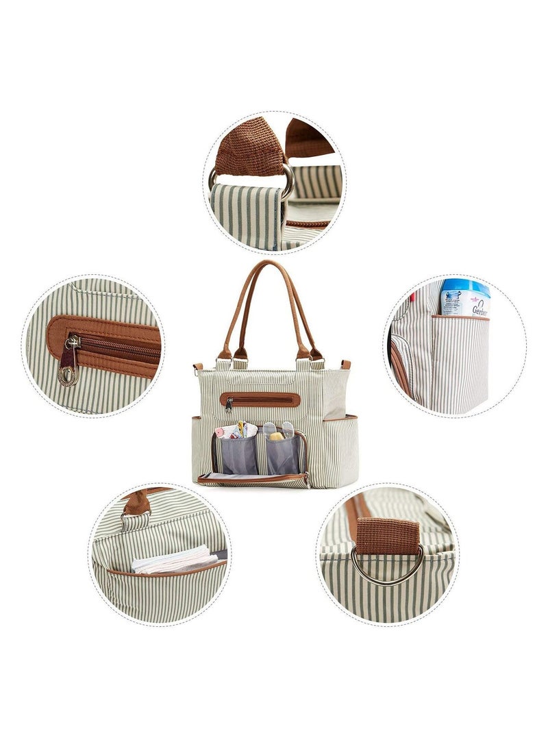 Arabest - Diaper Bag Set of 6 With Stroller Hooks And Nappy Changing Mat | Nappy Baby Bag Khaki - Image 1