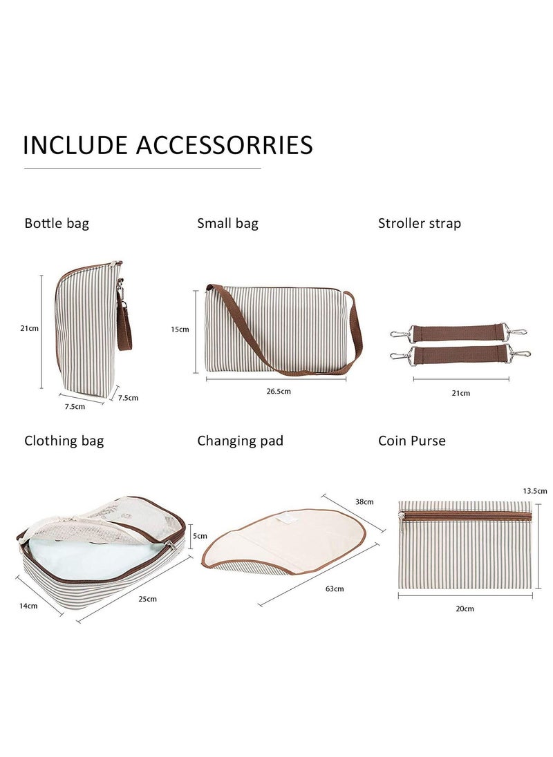 Arabest - Diaper Bag Set of 6 With Stroller Hooks And Nappy Changing Mat | Nappy Baby Bag Khaki - Image 1