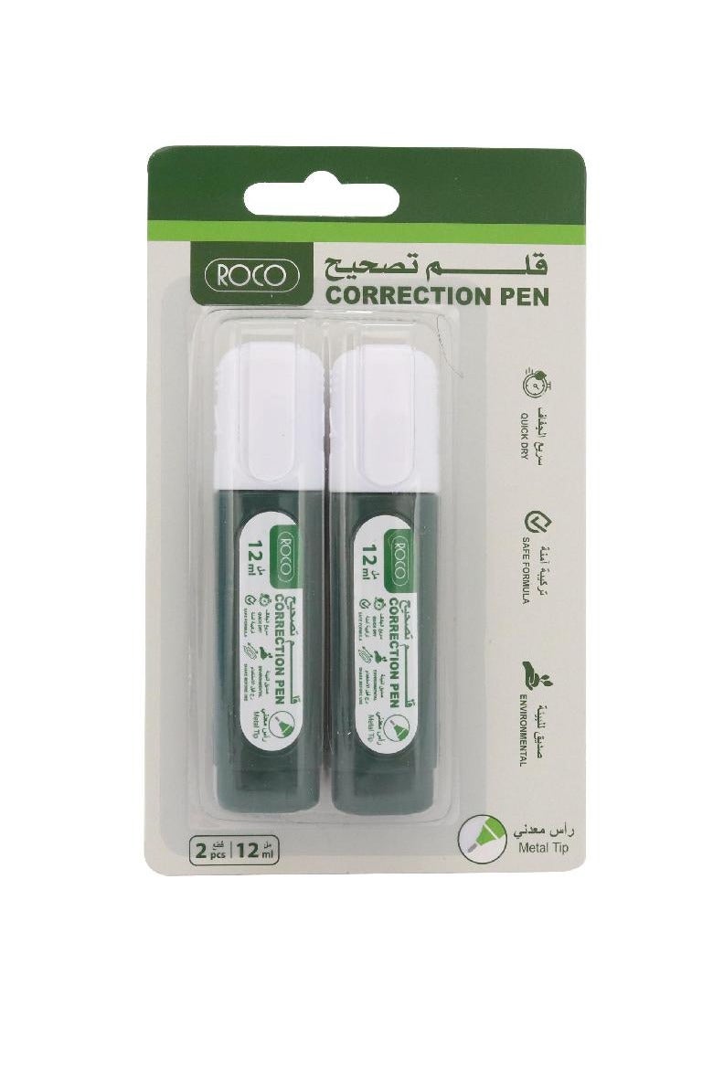روكو قلم تصحيح 1 مم بإطار معدني وطرف دائري أبيض