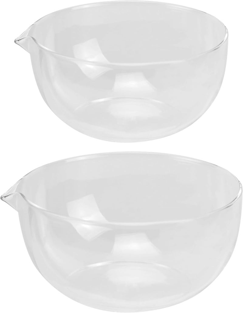 EIKS Glass Bowls with Spout for Mixing and Serving Sauce Jam Salad Coffee Milk Cooking Baking 300ml  500ml - Image 1