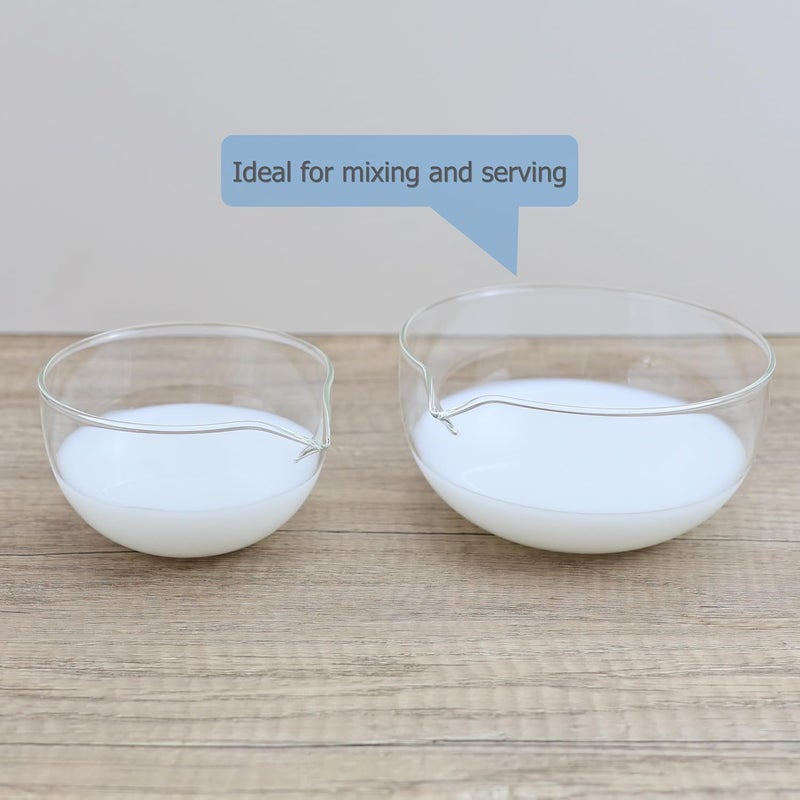 EIKS Glass Bowls with Spout for Mixing and Serving Sauce Jam Salad Coffee Milk Cooking Baking 300ml  500ml - Image 3