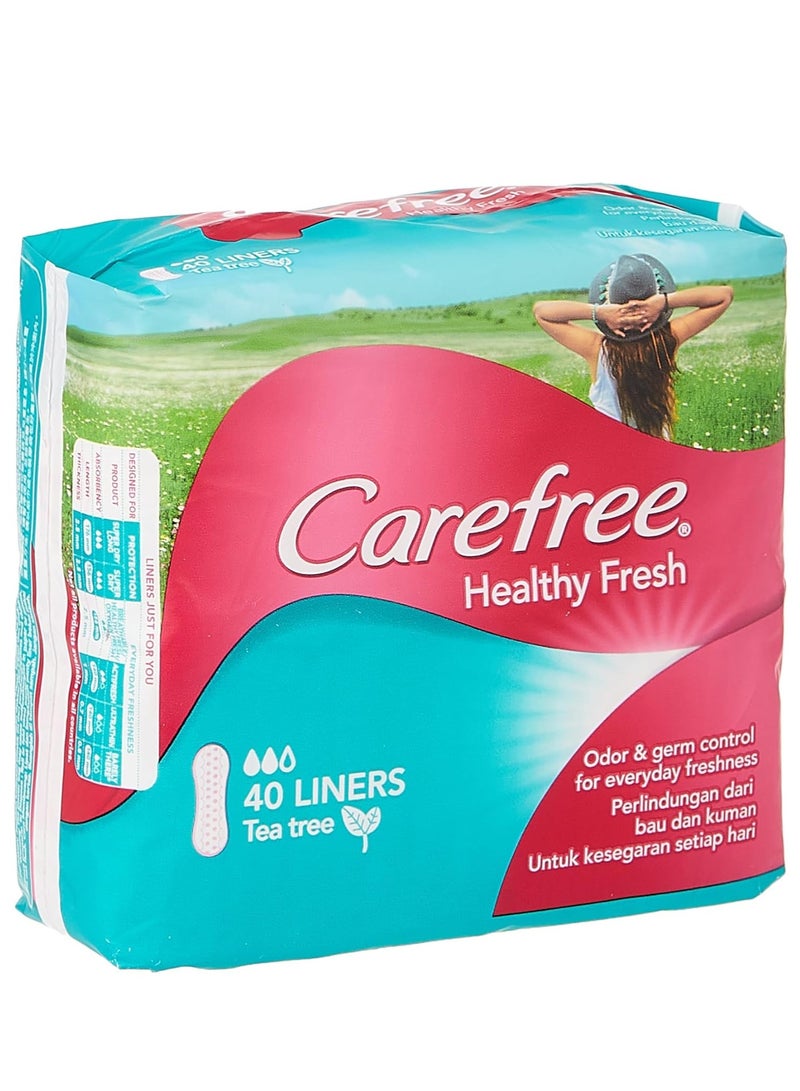 Carefree Fresh Tea Tree Panty Liners Up to 8-hour Odor and Germ Control, Cottony Soft Cover, Breathable Backing - 40 Liners - Image 1