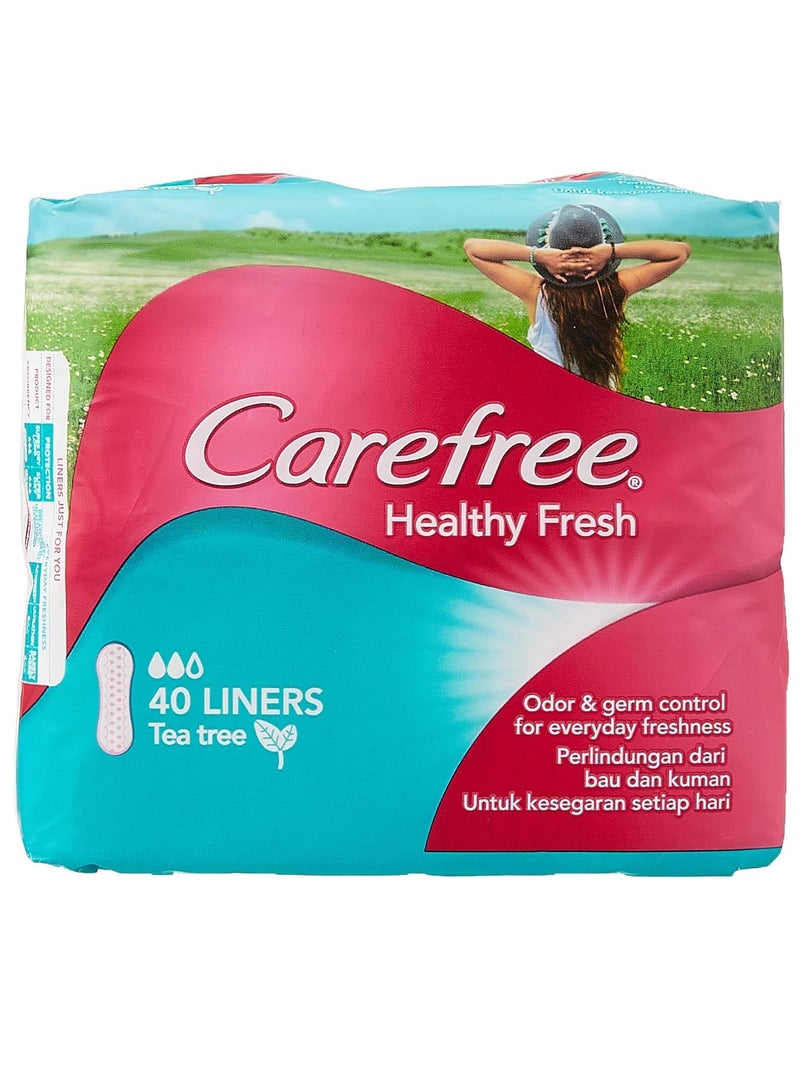 Carefree Fresh Tea Tree Panty Liners Up to 8-hour Odor and Germ Control, Cottony Soft Cover, Breathable Backing - 40 Liners - Image 2