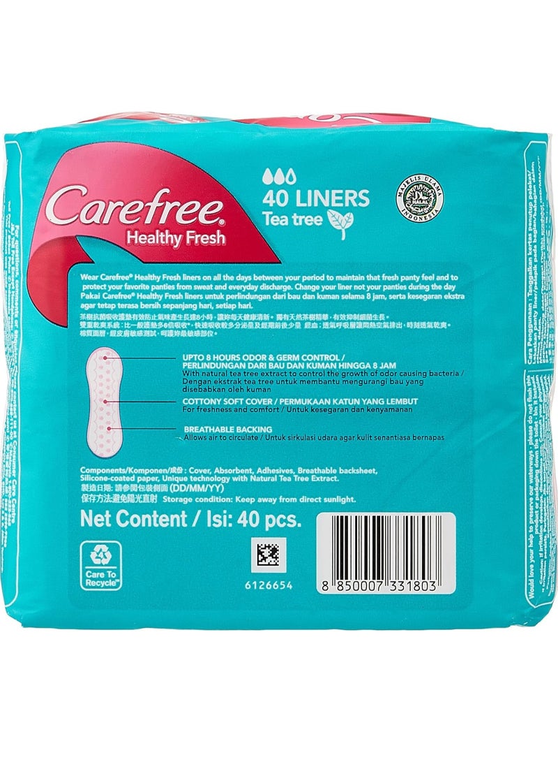 Carefree Fresh Tea Tree Panty Liners Up to 8-hour Odor and Germ Control, Cottony Soft Cover, Breathable Backing - 40 Liners - Image 3