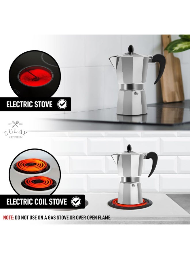 Aluminum Espresso Coffee Maker – Manual Moka Pot for Italian Coffee Brewing 6 cups - Image 3