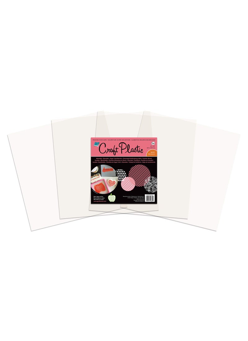 Grafix Grafix Food Safe Craft Plastic Film  Reusable 0075 Thick Translucent Film Perfect for Sugar Craft Stencils Cookie and Cake Decorating Chocolate Work and More Frosted 12 x 12 Pack of 25 