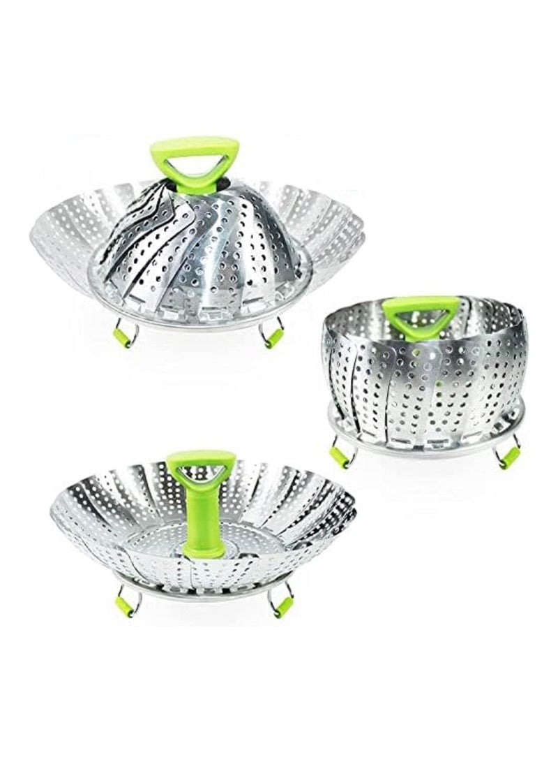 Stainless Steel Expandable Steamer Basket  Perfect for Instant Cooking of Food  Vegetables Fish Seafood and Boiled Eggs  - Image 1