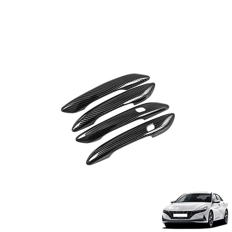 JUIVEEL Carbon Fiber Pattern ABS Car Exterior Door Handle Cover Car Door Handle Cover Protector Compatible with Hyundai Elantra CN7 Elantra N Line 20212023 Accessories