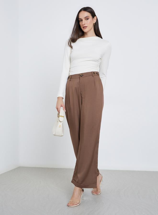 Styli Women Cream Asymmetric Neck Fitted Top - Image 2