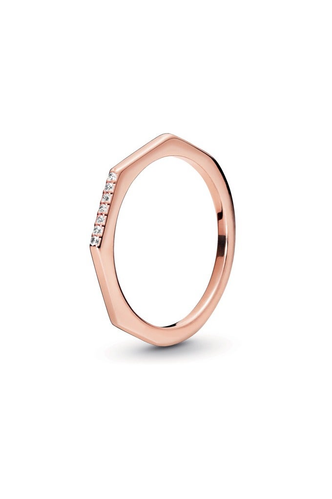 PANDORA 14K Rose Gold-Plated Ring with Clear Cubic Zirconia - Image 4