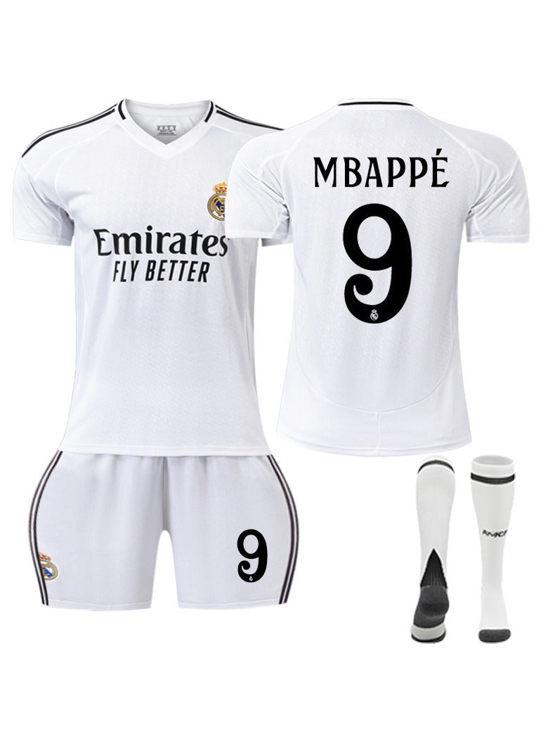 general 2024-25 Real Madrid Home Football Jersey MBAPPE #9 Football Jersey/Shorts Socks Gift Set Kids Size & Adult Size, Gift for Fans & Friends - Image 1