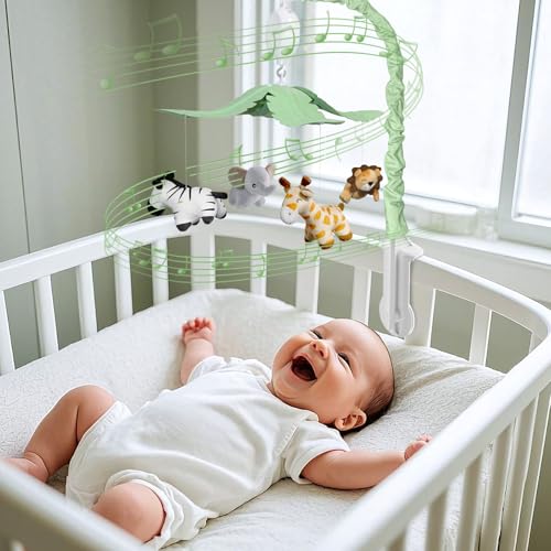 Feisike Jungle Safari Baby Crib Mobile with 35 Soothing Lullabies & 3 Modes - Adjustable Nursery Mobiles for Boys & Girls, Animal-Themed Nursery Decor Musical Mobile for Crib or Bassinet - Image 5