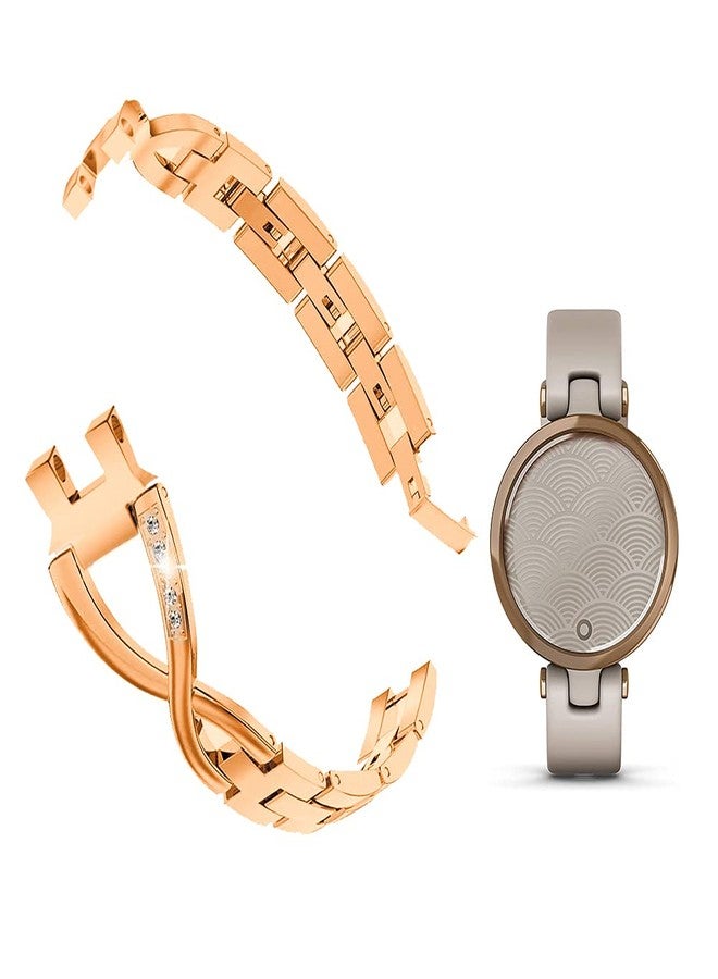 C2D JOY Stainless Steel Straps Compatible with Garmin Lily Smartwatch Replacement Band for Women Jewelry Bracelet Dressy Wristband - Rose Gold
