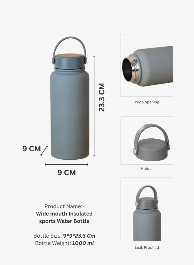 Casa Quesera  SNAPTRON® Wide mouth 1000ml Insulated Sports Water Bottle – Large Capacity, Portable, Leakproof with Anti-Slip Bottom  | Best Price UAE