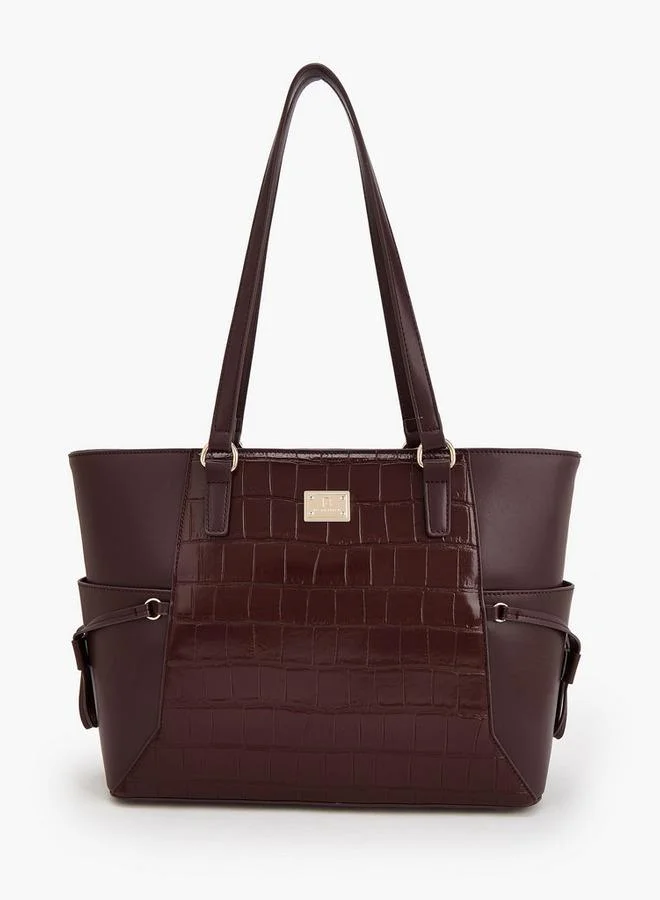 Flora Bella By Shoexpress Textured Tote Bag With Zipper Closure
