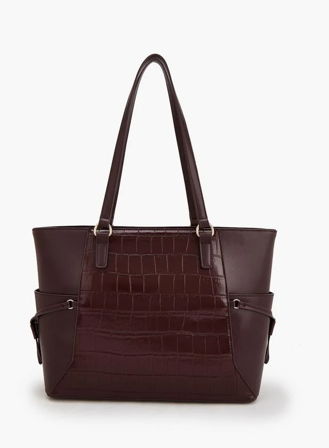 Flora Bella By Shoexpress Textured Tote Bag With Zipper Closure